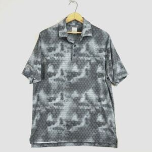 CALLAWAY Golf Polo Shirt Mens Medium‎ Gray All Over Print Short Sleeve Tech